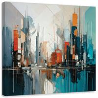 LEINWANDBILD Abstrakte Stadt Architektur 60x60cm - Türkis, Textil (60/60cm) - Feeby