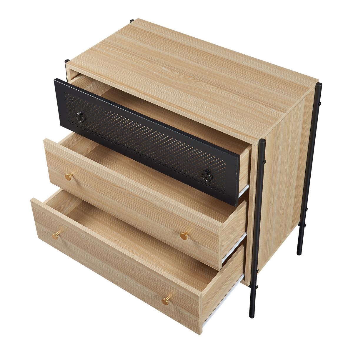 KOMMODE Tysnes - Eichefarben/Schwarz, Holzwerkstoff/Metall (80/80/40cm) - [en.casa]