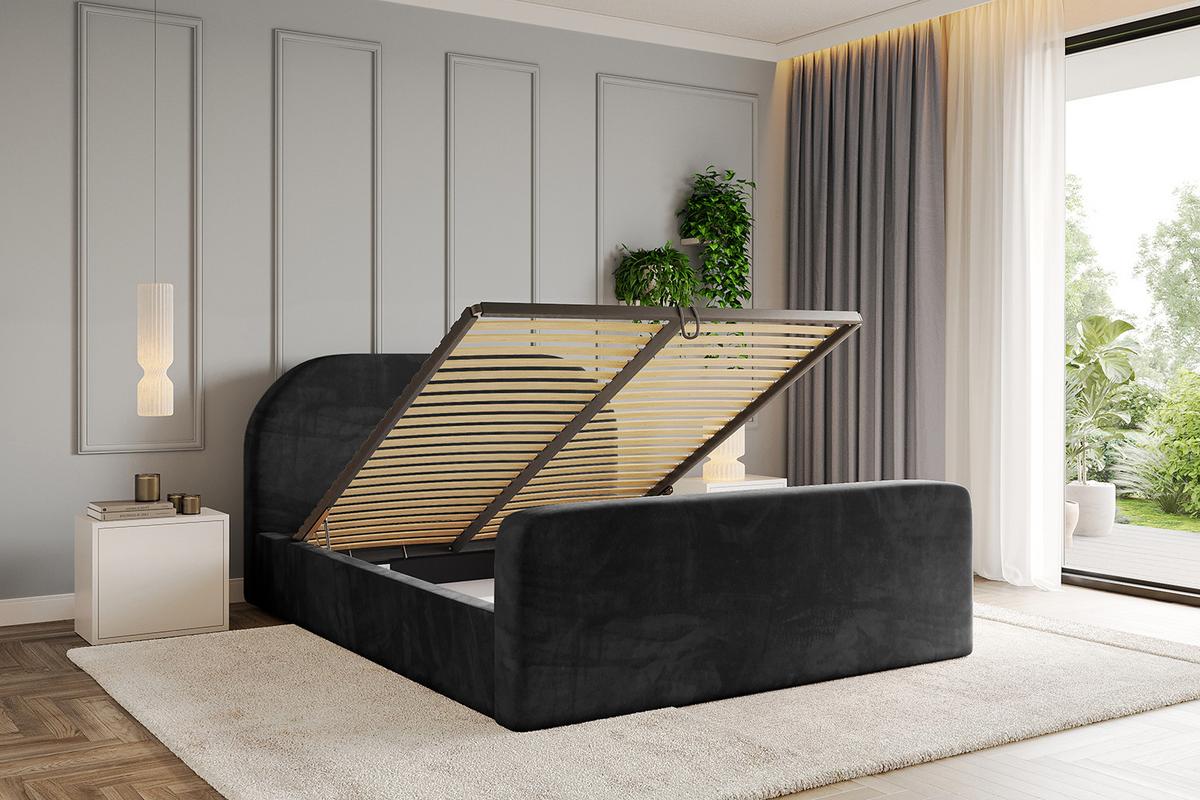 POLSTERBETT mit Bettkasten, Fußteil und Lattenrost, Boxbett ohne Matratze - TIVON-Z 180x200 Schwarz - Schwarz, Holzwerkstoff/Textil (180/200cm) - ALTDECOR