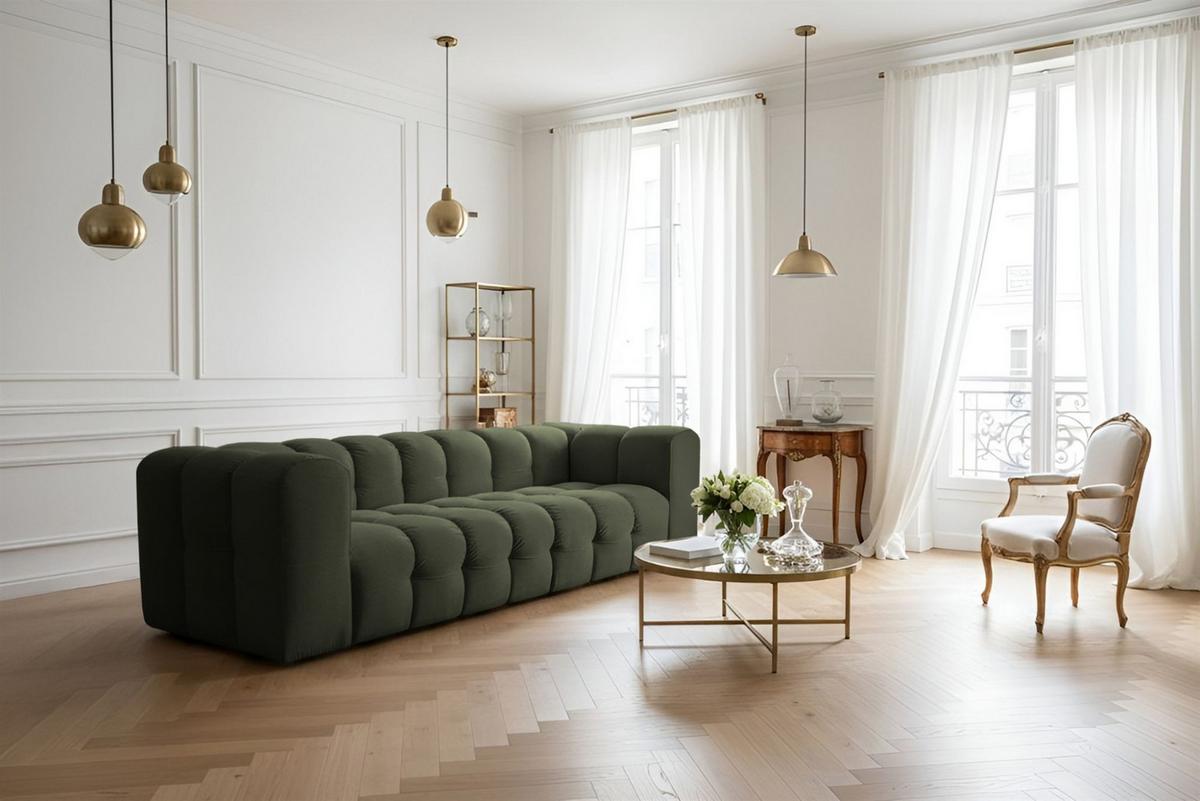 SOFASET Solvie 3-4 In Tiffani - Grün, Holzwerkstoff/Textil (250/75/106cm) - Fun Möbel