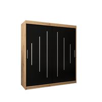 SCHWEBETÜRENSCHRANK 200/180/62 2-türig - Silberfarben/Schwarz, Holz/Kunststoff (180/200/62cm) - Abiks Möbel