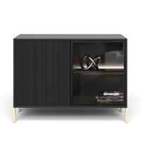 SIDEBOARD Benvie 2T Schwarz 104/80/38 cm – mit Glastüren und goldenen Beinen - Goldfarben/Schwarz, Holzwerkstoff (104/80/38cm) - AX Living