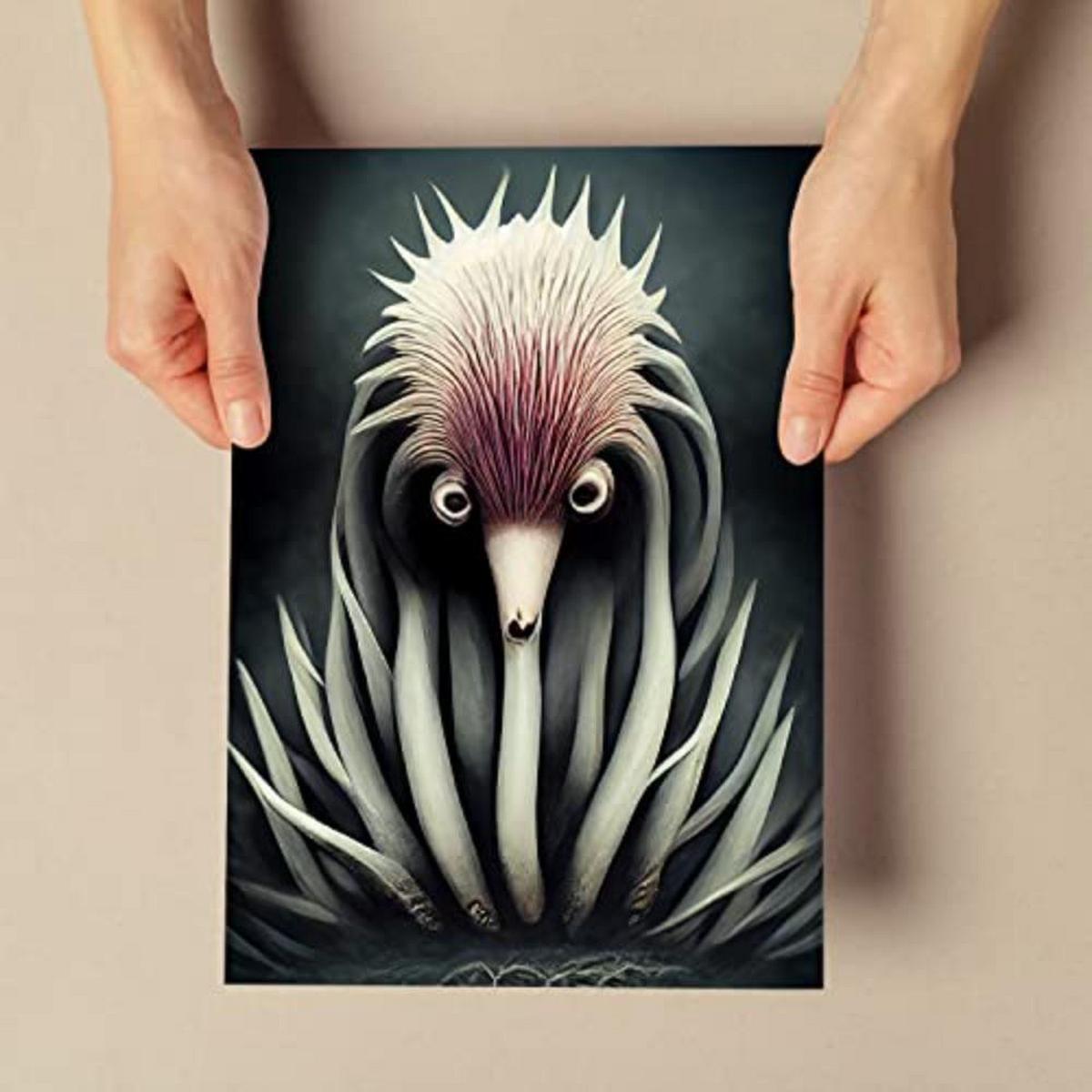 POSTER Set mit 4 Schwarz und weiß Tier im T Burton Goth Stil A4 Rahmenlos - Klar, Papier (29.7/3cm) - Nacnic