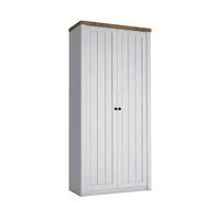 SCHRANK 2 Türen Léandre Weiß und Holz - Weiß, Holzwerkstoff (90.2/198.1/53.3cm) - Petits-meubles