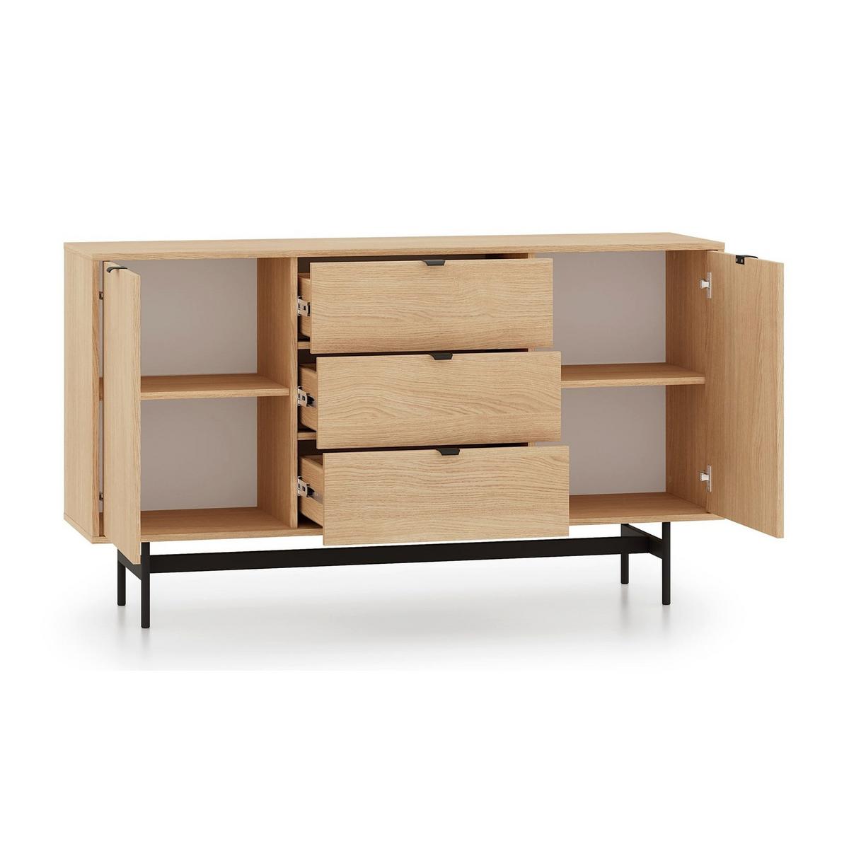 SIDEBOARD Heggers Eiche Mavelie 150 cm - Eichefarben/Schwarz, Holzwerkstoff/Metall (150/85/40cm) - Selsey