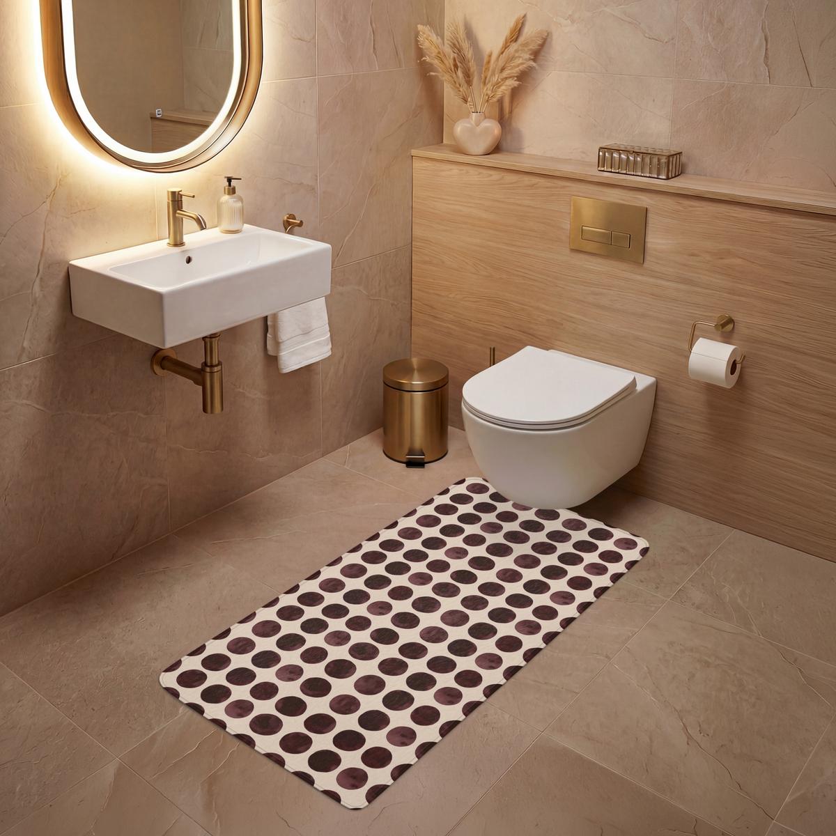 WC-VORLEGER Polka dots - Muster - Braun Toilettenvorleger 60x120 cm - Bordeaux, Textil (60/1cm) - OnlyWow