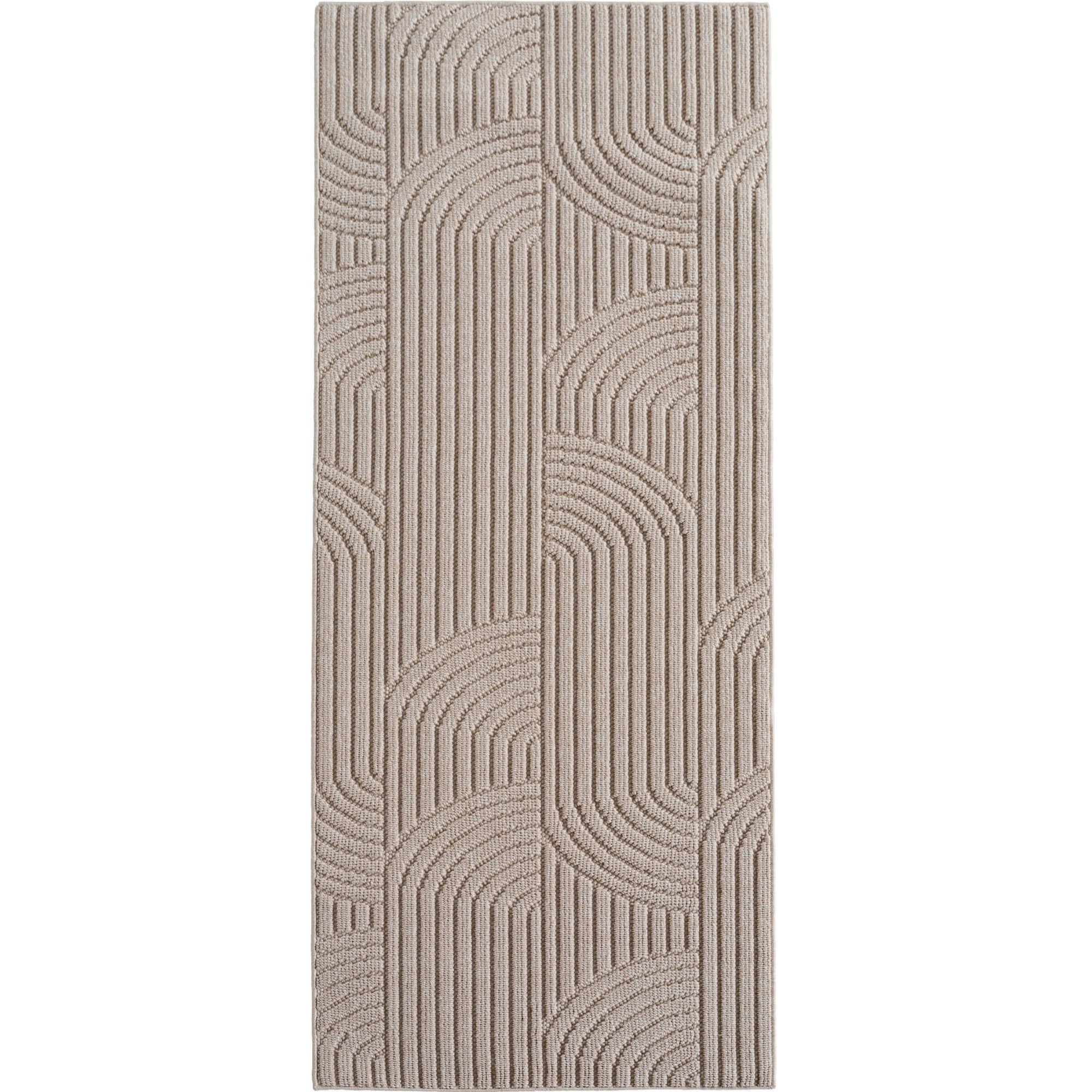 TEPPICH Flachgewebe LANGAU in Beige, mit geometrischen Bögen, 80 x 250 cm - Beige, Textil (250/80cm) - KADIMA DESIGN