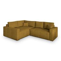 ECKSOFA ERONIS L-S Gelb Kordstoff mit Schlaffunktion - Gelb, Holz (265/194cm) - MASSENO
