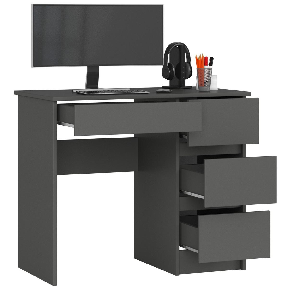 SCHREIBTISCH Graphit Grau 77/90/50 - Graphitfarben, Holzwerkstoff (135/50/77cm) - RAUMHIRSCH FURNITURE