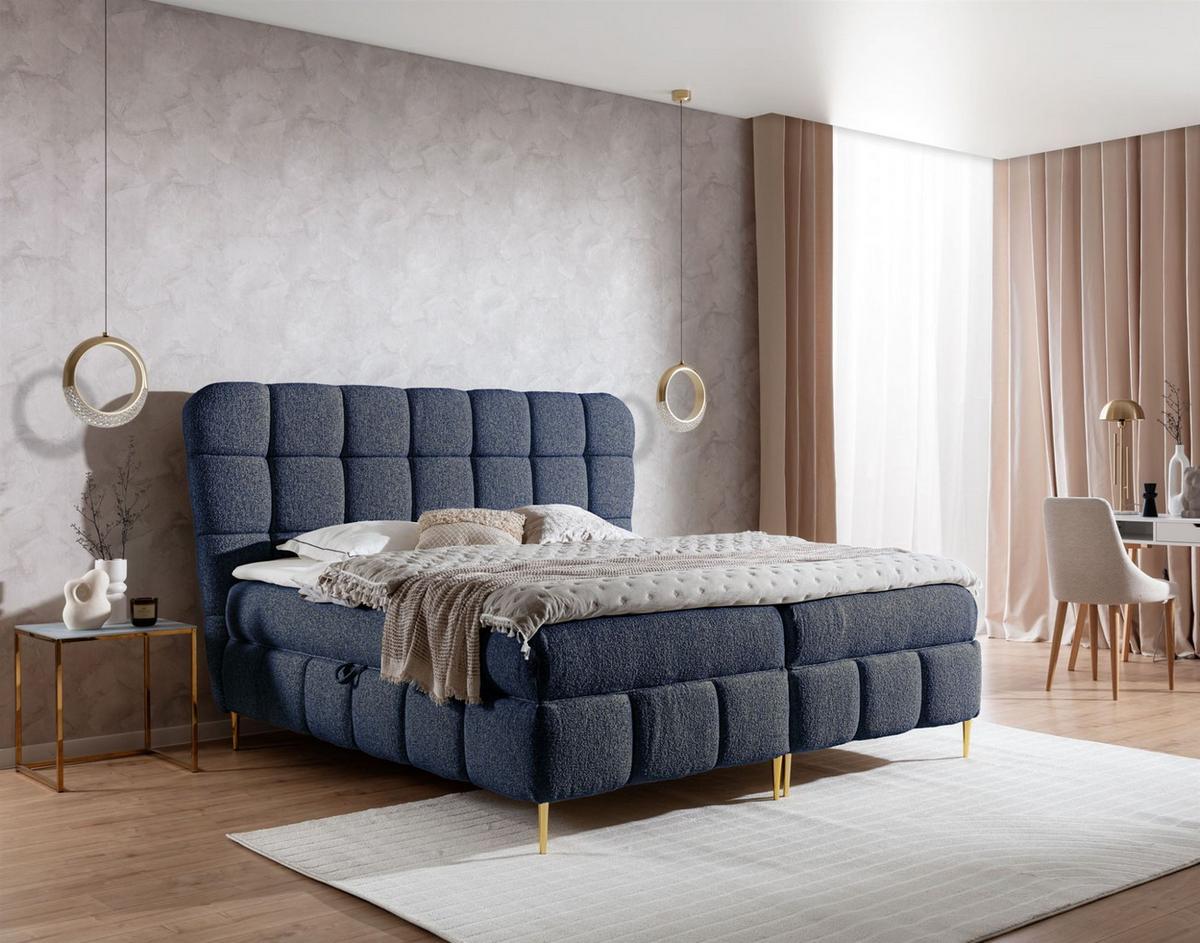 BOXBETT Grazia In Corbett - Dunkelblau, Holzwerkstoff/Textil (160/200cm) - Fun Möbel