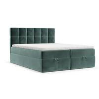 BOXBETT Savio 140/200 cm Türkis im Kronos Stoff - Türkis/Schwarz, Holz/Holzwerkstoff (140/200cm) - AltaBeds
