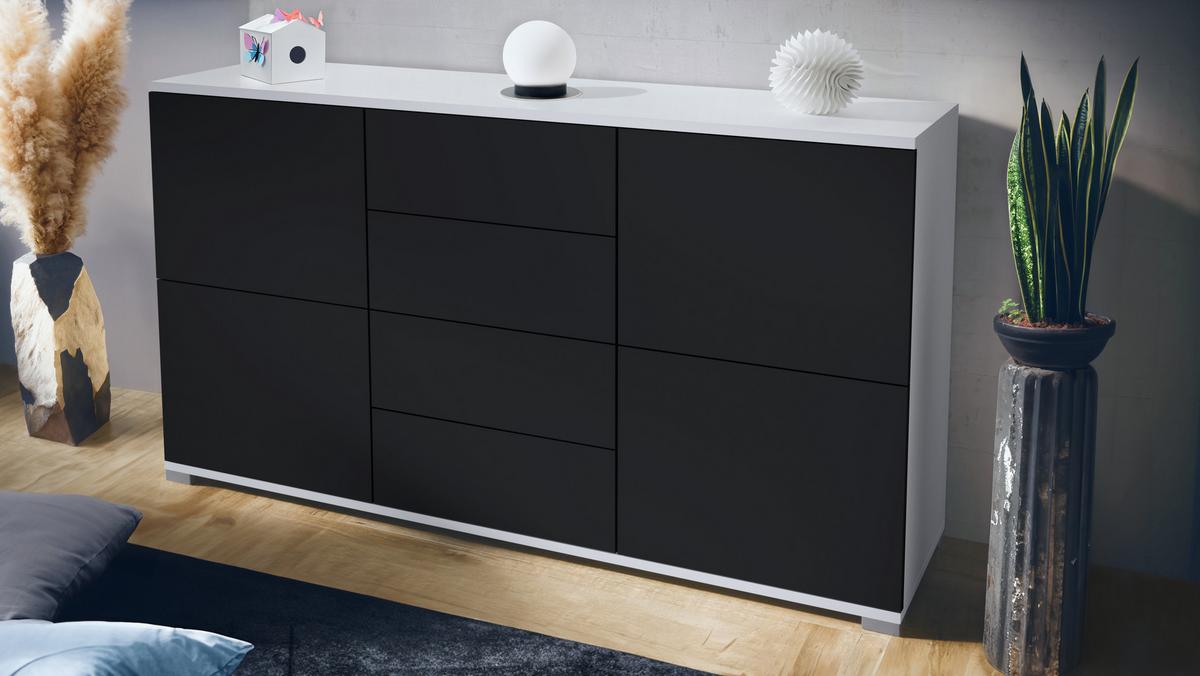 SIDEBOARD Rova Schwarz matt - Schwarz, Holzwerkstoff (138.5/75.5/35cm) - Vladon