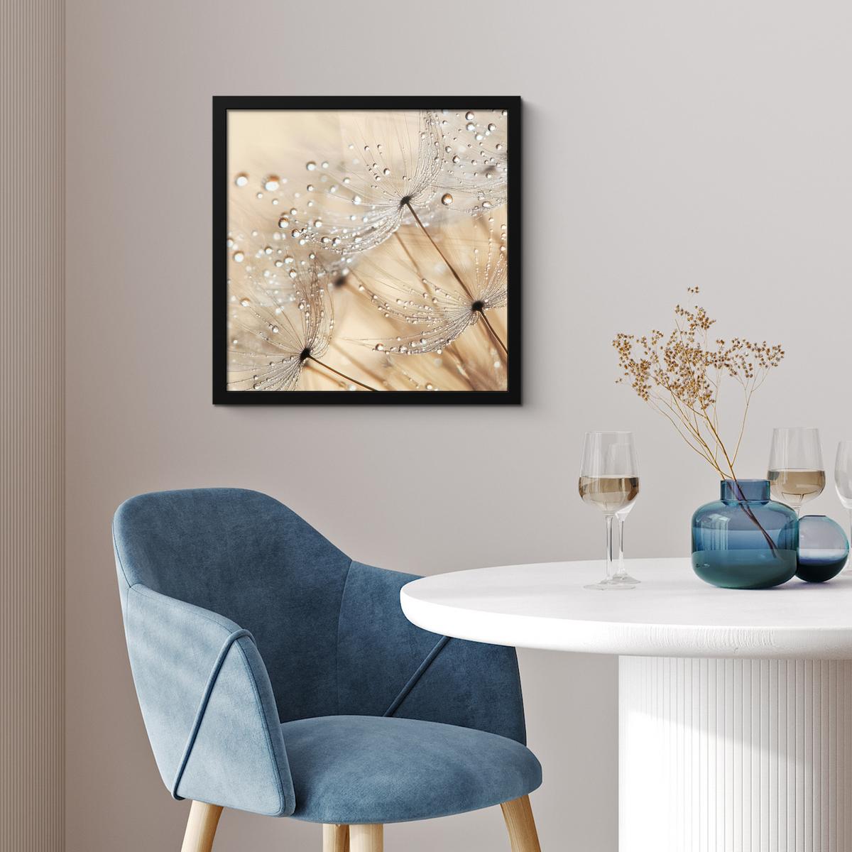 POSTER MIT RAHMENGERAHMTES BILD Löwenzahn - Abstrakt - Natur - Beige 40x40 cm - Braun, Papier (40/40cm) - MuchoWow