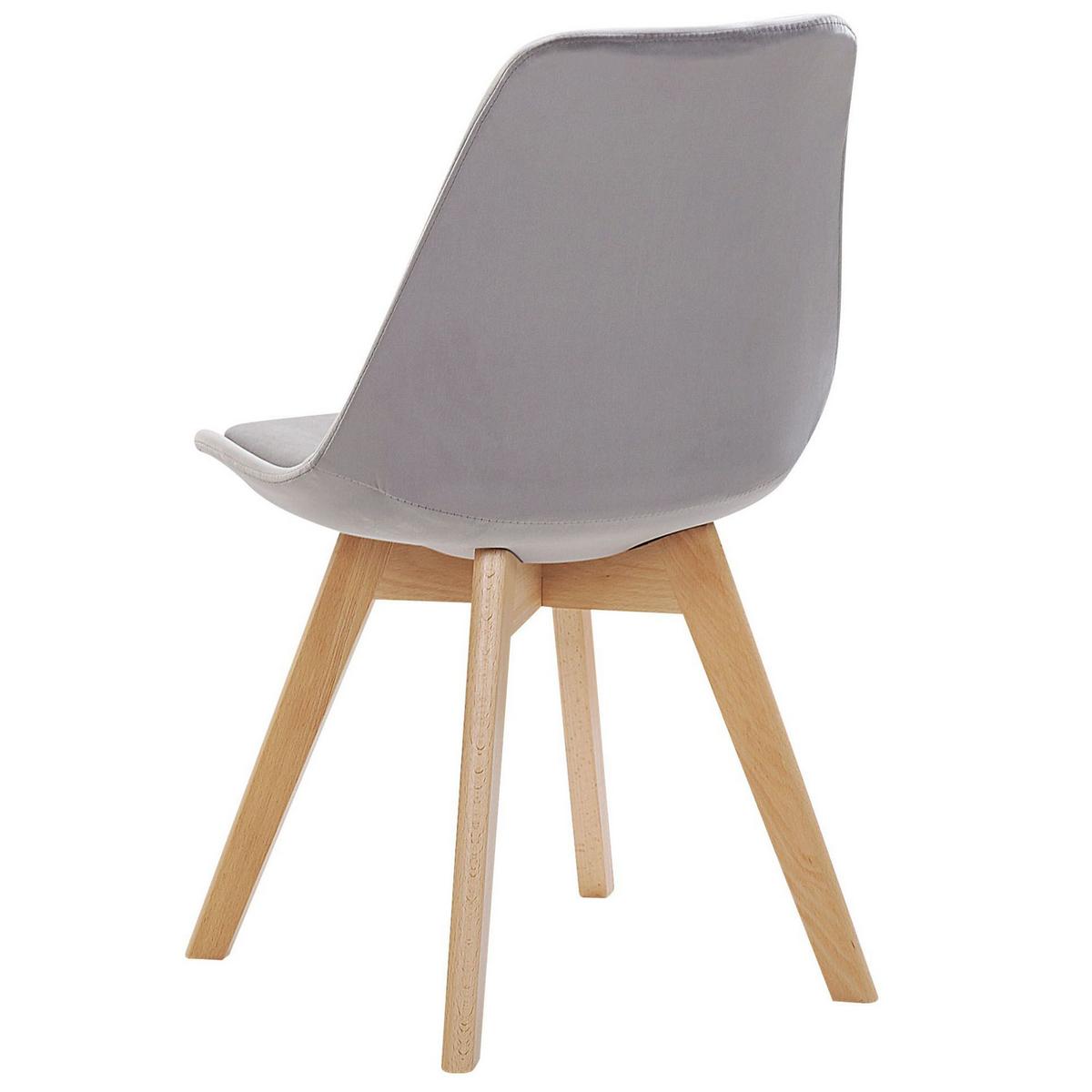 ESSZIMMERSTUHL 2er-Set Samtstoff Grau Dakota - Grau, Holz/Textil (47/82/57cm) - Beliani