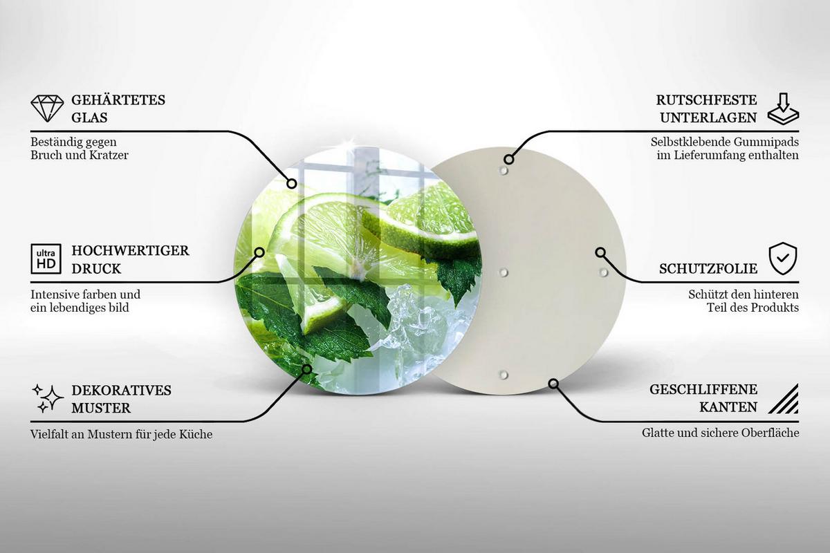 GLASPLATTE Ø 30 cm Limette Minze und Eis - Grün, Glas (30/30cm) - Wallfluent