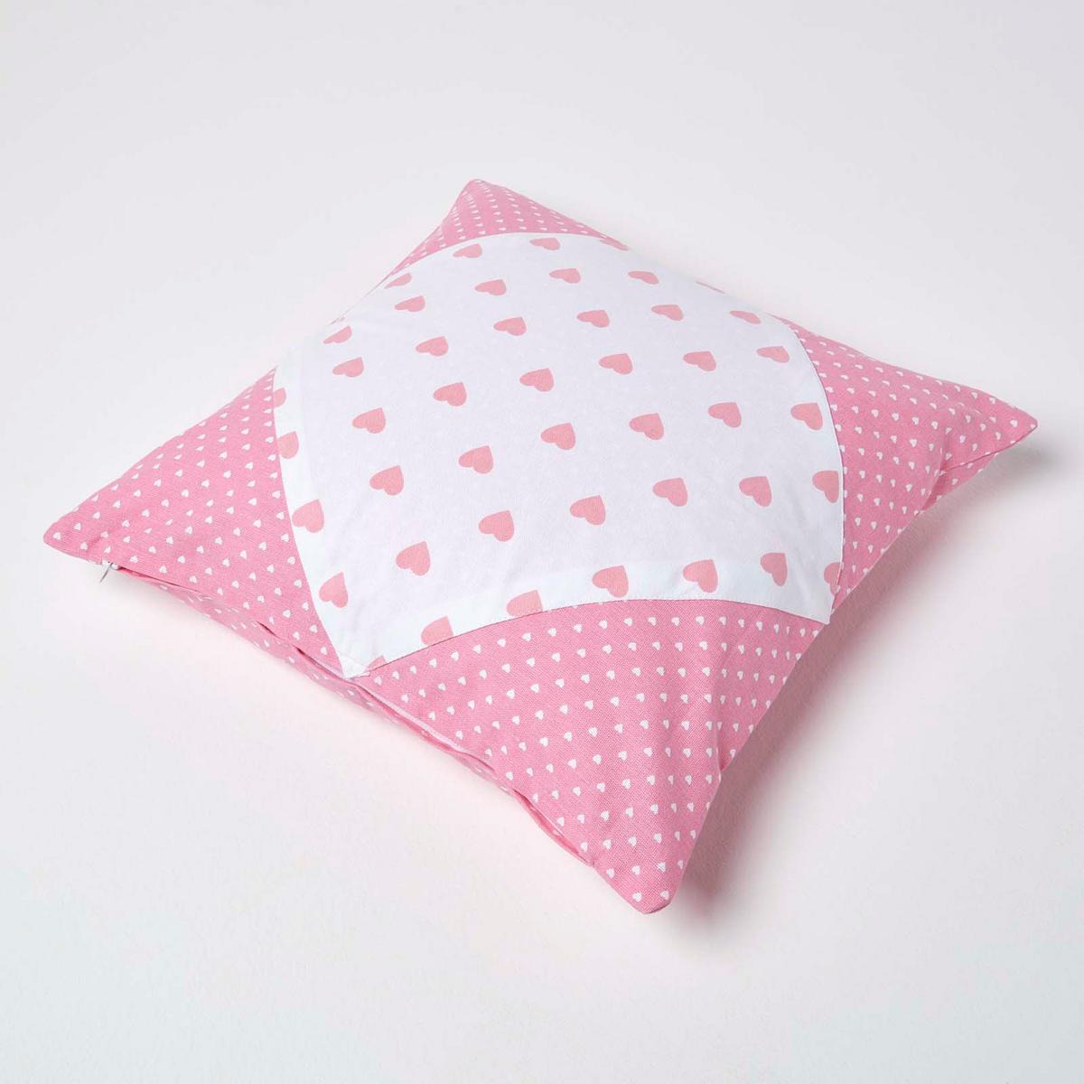 PATCHWORK-KISSENHÜLLE Herzen 45/45 cm - Rosa, Textil (45/45cm) - Homescapes