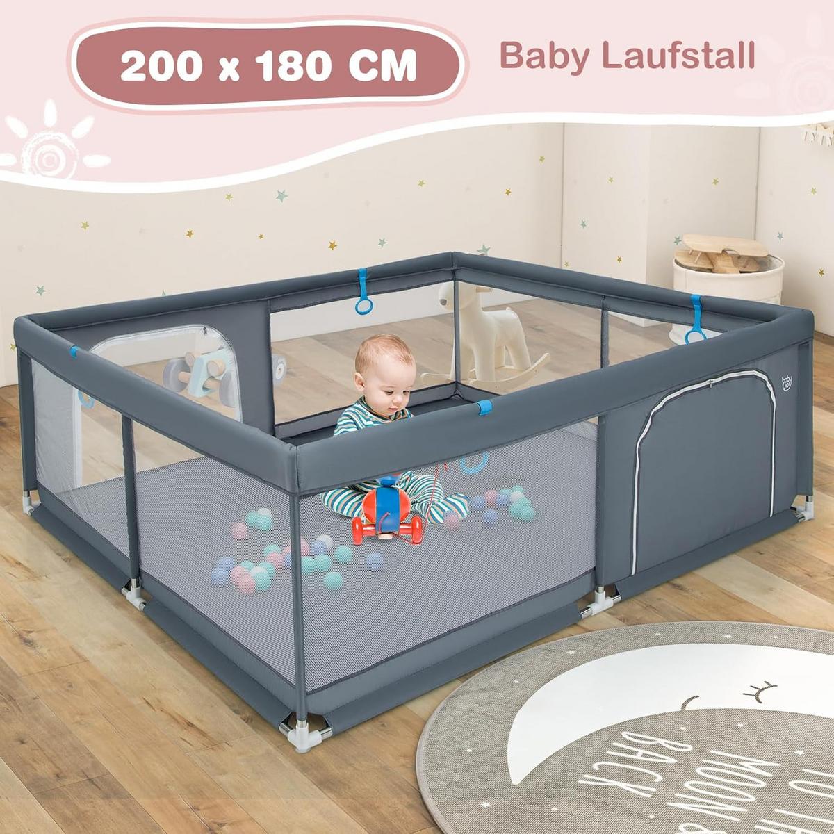 LAUFSTALL 68cm Grau - Grau, Kunststoff (200/180cm) - COSTWAY