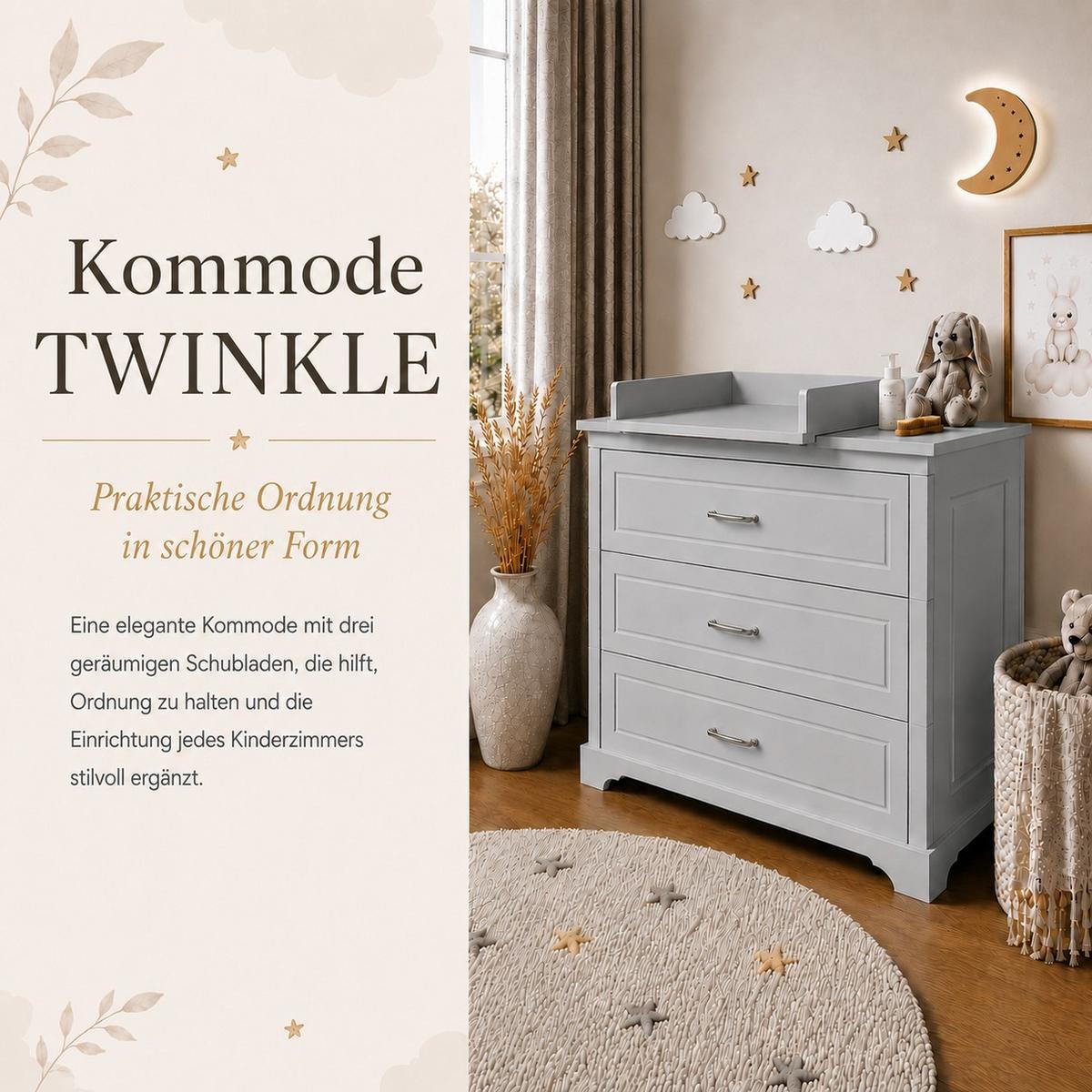 SIDEBOARD TWINKLE für das Kinderzimmer Grau matt - Grau, Holzwerkstoff (98/89.5/53cm) - Lookway