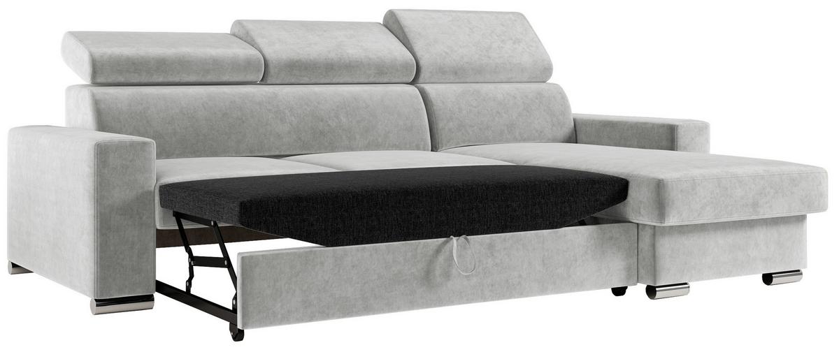 ECKSOFA FOX-L Hellgrau - Silberfarben/Hellgrau, Kunststoff/Textil (242/168cm) - MKS