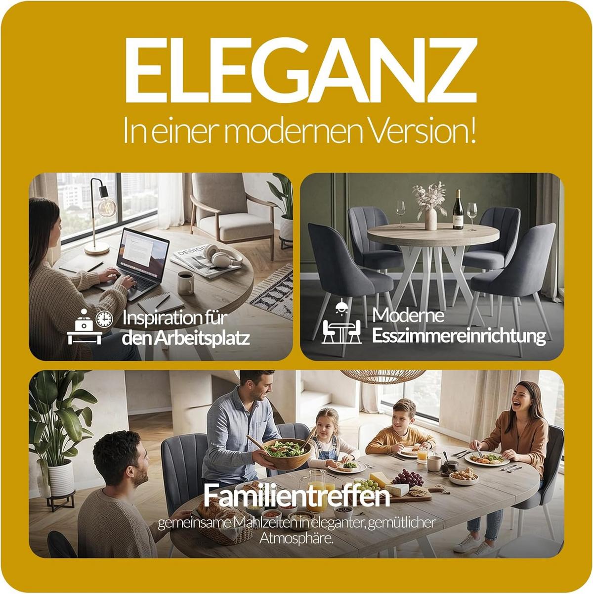 RUNDER Esstisch ausziehbar – Moderner Wohnzimmertisch und Küchentisch – Tisch mit Stabile Konstruktion, Durchmesser 100 cm - 200 cm - Farbe Lefaks - Dunkelbraun/Weiß, Holzwerkstoff (100/100/77cm) - Alpi-Möbel