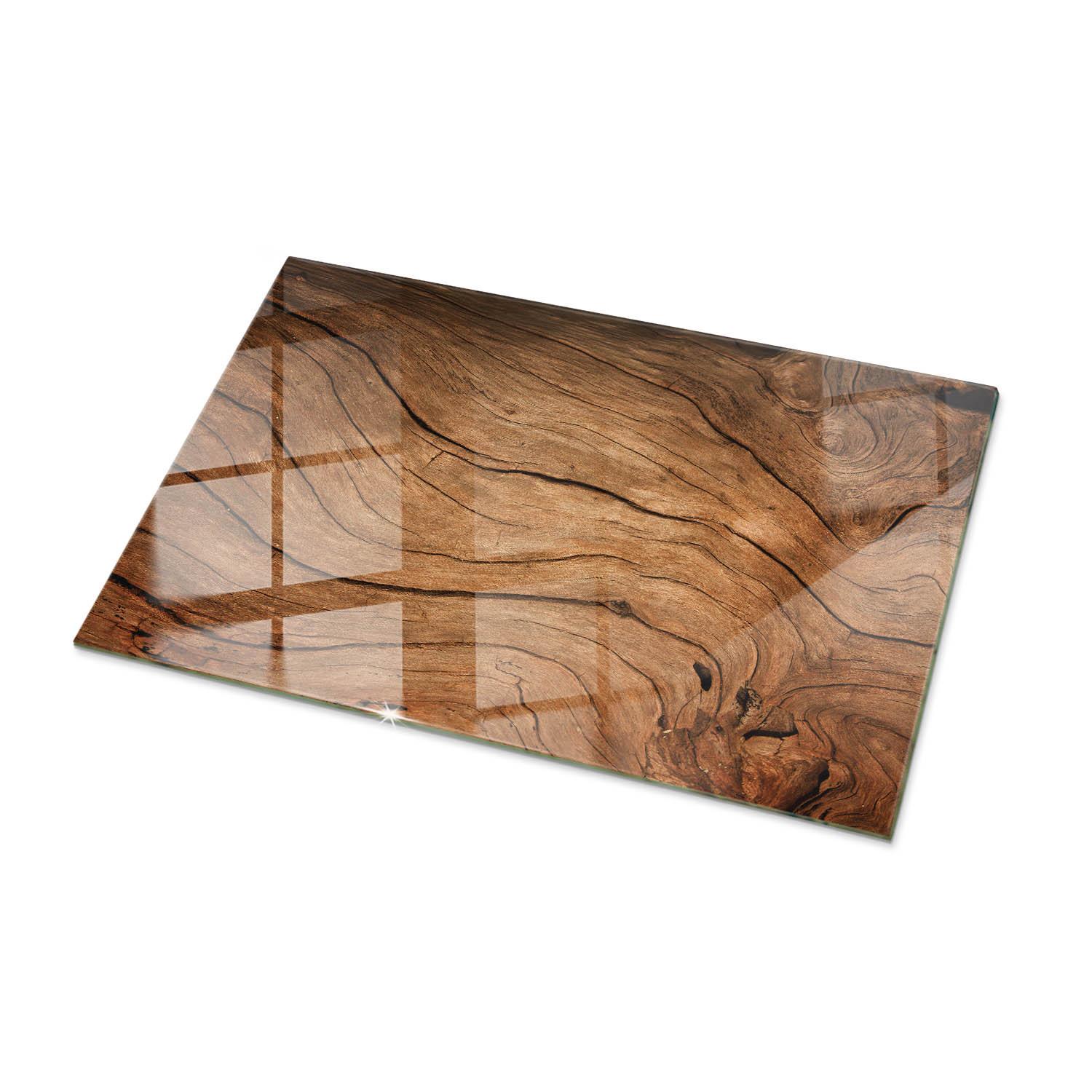 TISCHPLATTE 100x70 cm Natürliche Holzmaserung - Braun, Glas (0.4/100/70cm) - TULUP