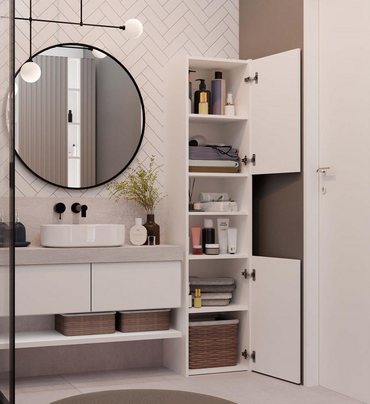 BADEZIMMERSCHRANK Weiß 40/170/30 - Weiß, Holzwerkstoff (40/170/30cm) - RAUMHIRSCH FURNITURE