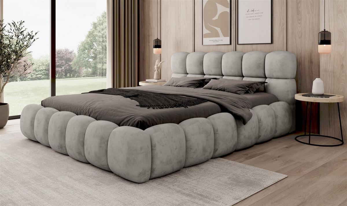POLSTERBETT Aurelia Komplettset - Grau, Holzwerkstoff/Textil (160/200cm) - Fun Möbel