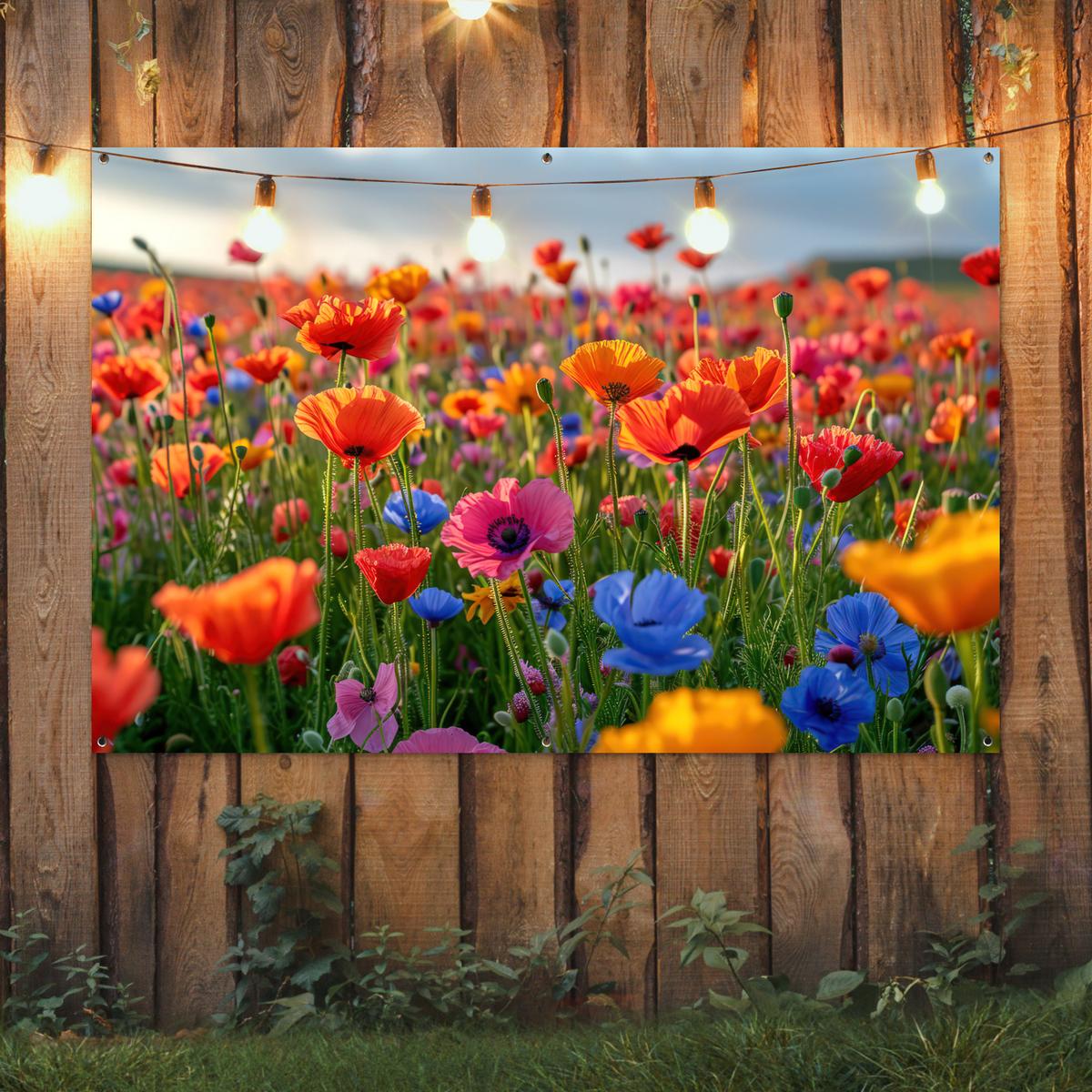 GARTENPOSTER Blumen - Mohnblumen - Farbenfroh - Natur Poster für draußen 180x120 cm - Dunkelorange, Kunststoff (180/120/0.2cm) - OnlyWow