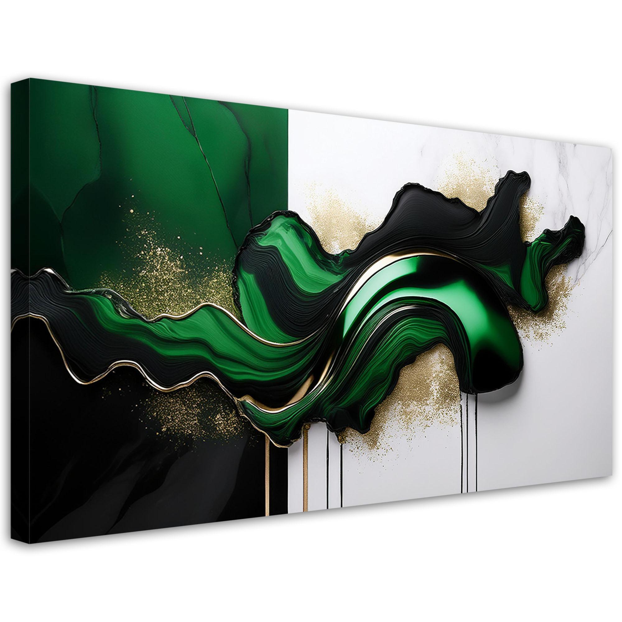 LEINWANDBILD Grüne moderne Abstraktion mit Gold 100x50cm - Grün, Textil (100/50cm) - Feeby