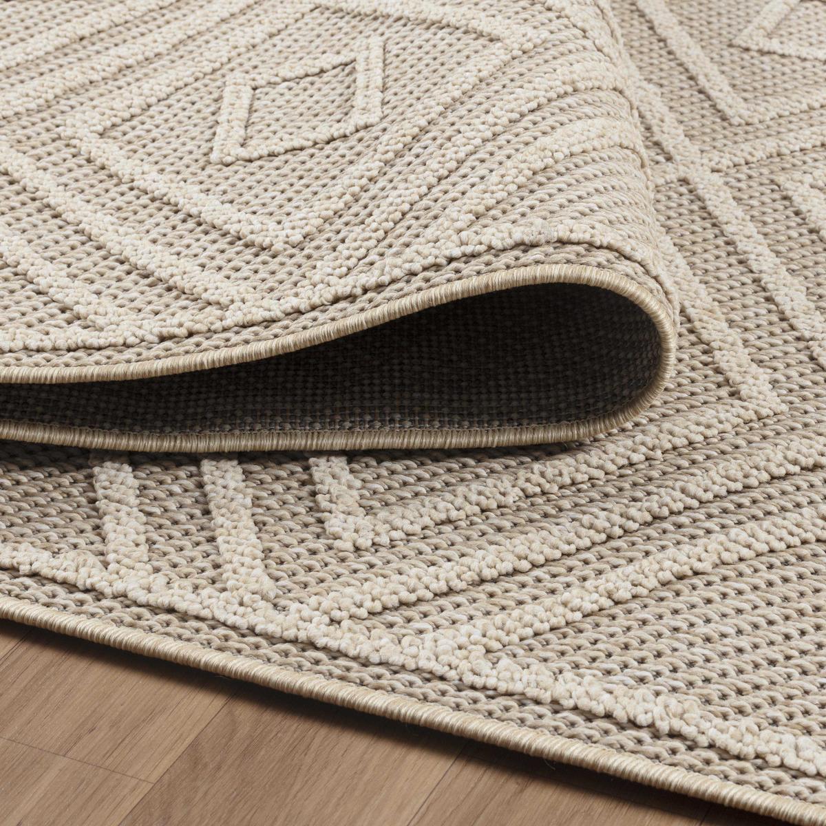 TEPPICH Outdoor IMST in Beige, mit Rautenmuster, aus Polypropylen, 80 x 150 cm - Beige, Textil (150/80cm) - KADIMA DESIGN