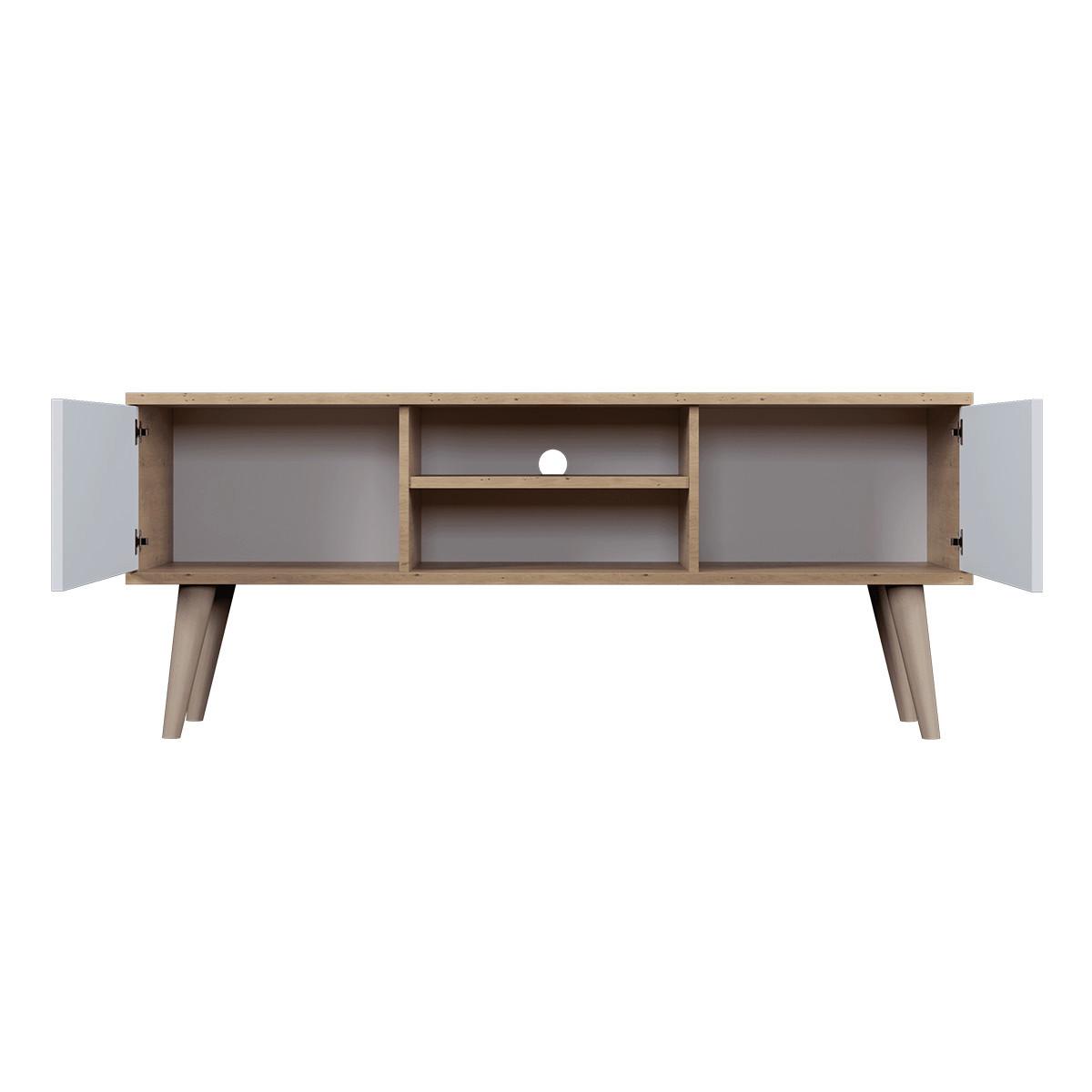 TV-MÖBEL Toronto Weiß und Holz - Weiß/Braun, Holzwerkstoff (120/35/55cm) - Petits-meubles