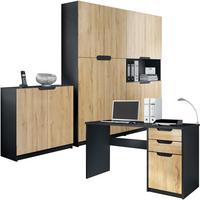 BÜROMÖBELSET Logan Fronten in Eiche Natur - Eichefarben, Holzwerkstoff (246/185/60cm) - Vladon