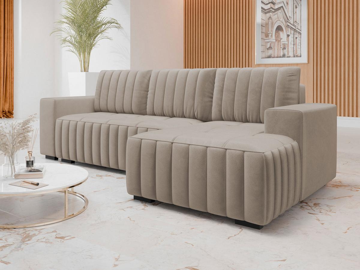 ECKSOFA Hugo, Seite: Rechts - Hellbraun/Dunkelbraun, Holz/Textil (140/240cm)
