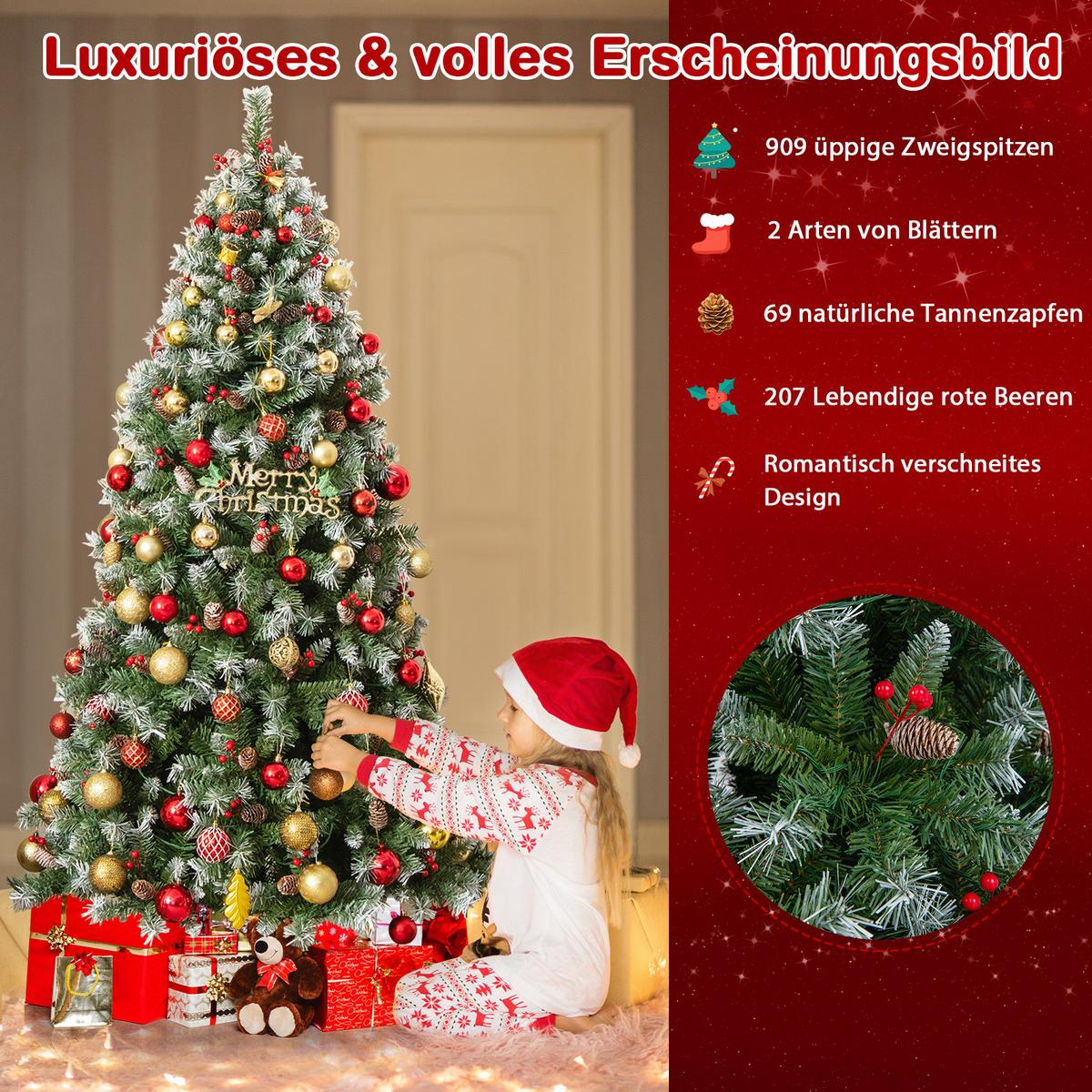 WEIHNACHTSBAUM 180cm Weiß - Grün, Kunststoff (180cm) - COSTWAY