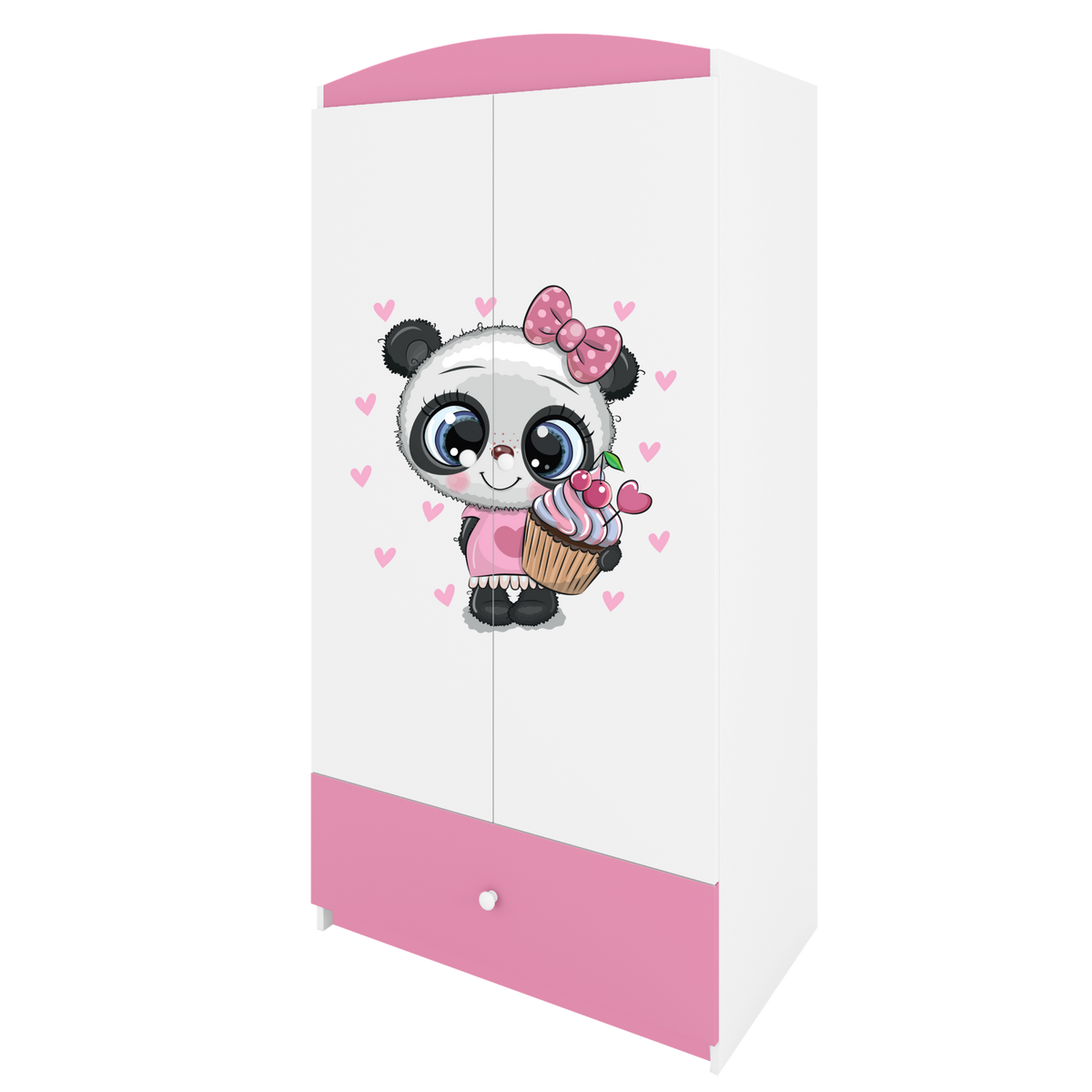 KINDERKLEIDERSCHRANK Panda - Hellrosa, Holzwerkstoff (90/175/52cm) - RAUMHIRSCH FURNITURE