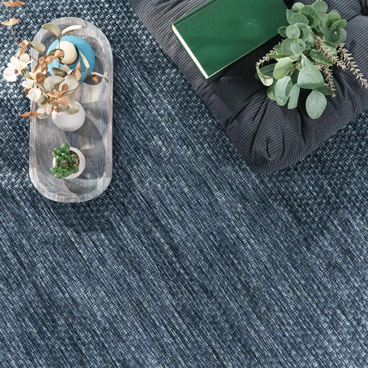 OUTDOORTEPPICH Dunkelblau Ø 160 cm - Dunkelblau, Kunststoff (160/160cm) - TT Home