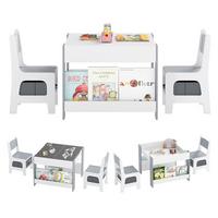KINDERTISCH mit Stuhl grau(3-tlg) - Grau, Holzwerkstoff (61.5/48/61.5cm) - COSTWAY