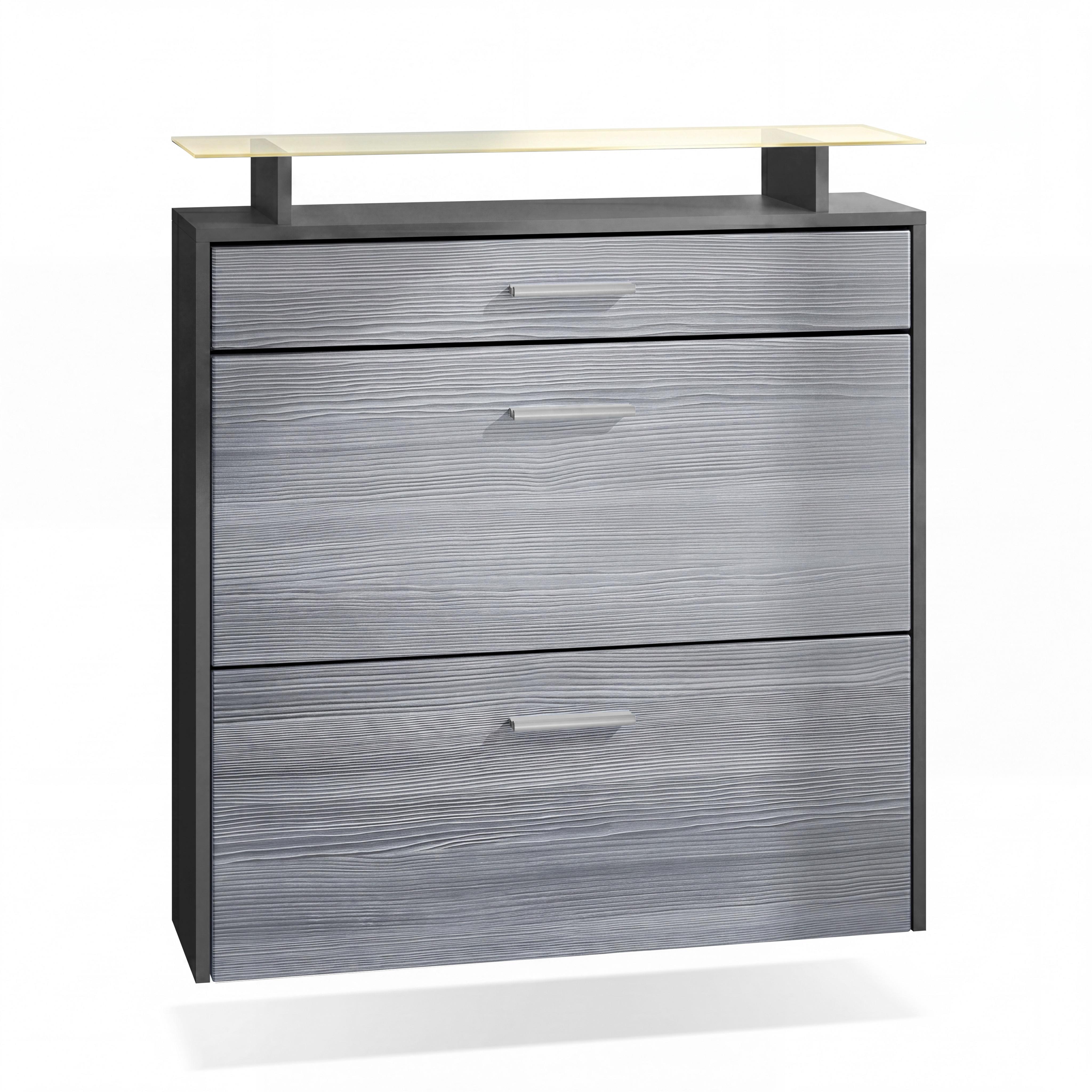 SCHUHSCHRANK Malea Fronten in Avola-Anthrazit - Anthrazit, Holzwerkstoff (89/96/23cm) - Vladon