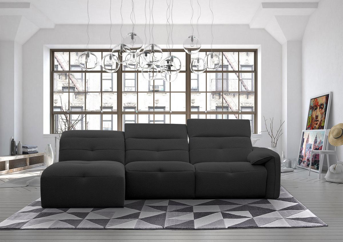 ECKSOFA TRENTO 4-Sitzer, schwarz - Schwarz, Holzwerkstoff/Kunststoff (165/262cm) - Wozimo