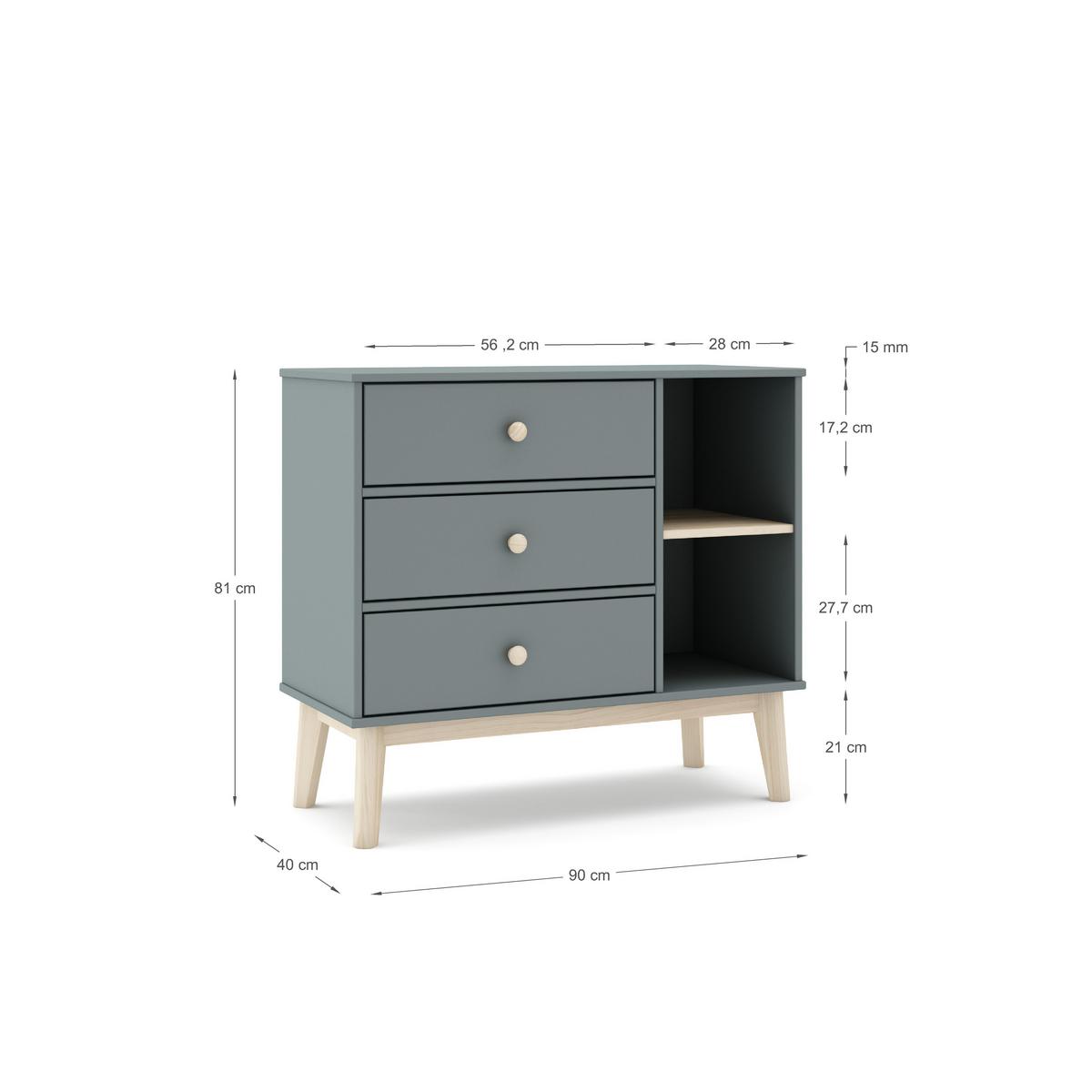 KOMMODE Esteban Grün 90/40/81 cm - Grün, Holz (40/81/90cm) - Calicosy