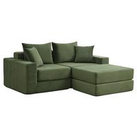 3-SITZER SOFA Modulares Cord Grün ohne Montage - Grün, Kunststoff (259.5/96cm) - Urban Meuble