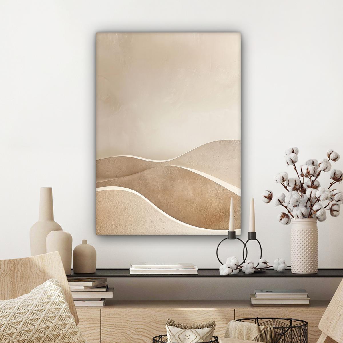 LEINWANDBILD Beige - Natur - Abstrakt - Modern Wandbild Wohnzimmer 60x80 cm - Beige, Textil (60/80cm) - MuchoWow