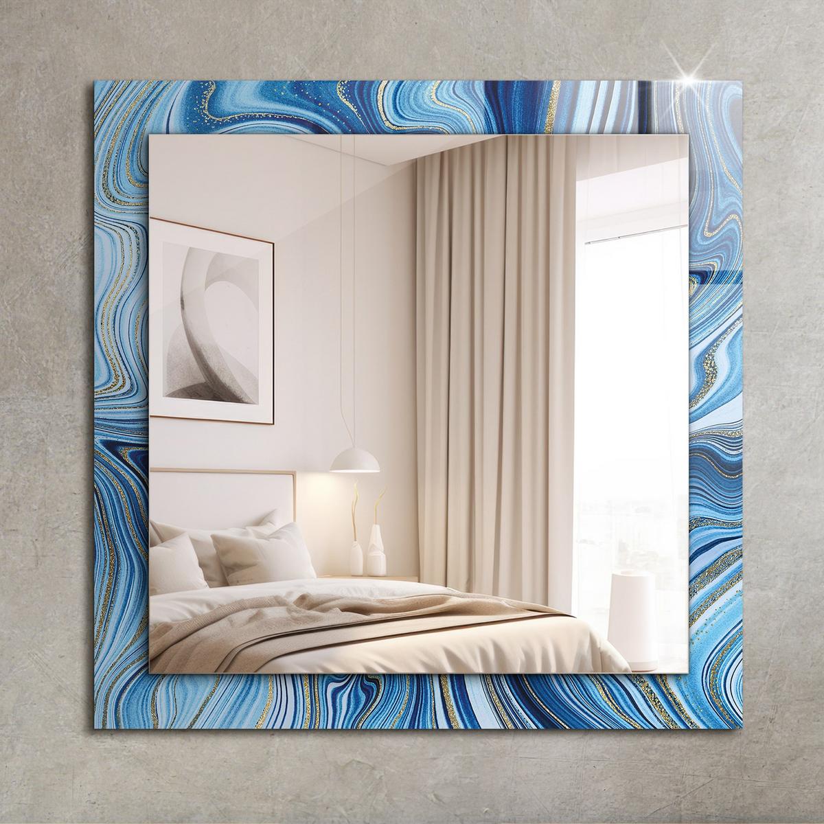 SPIEGEL 60 x 60 cm Rechteckig mit Aufdruck - Blau, Glas (60/60/0.4cm) - TULUP