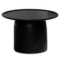 COUCHTISCH Rund Schwarz Mango Massivholz, 60x60x40 cm, Erhöhter Rand, Trommelgestell - Schwarz, Holz (60/60/40cm) - KADIMA DESIGN