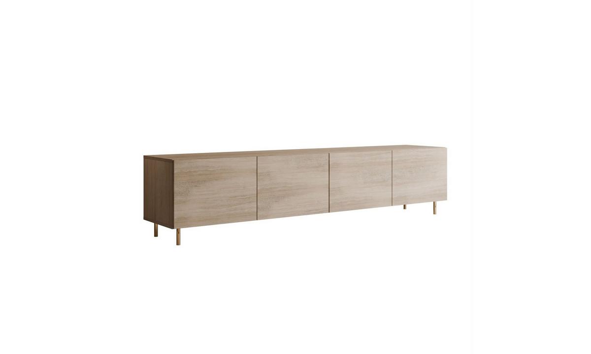 TV-SCHRANK COLGANTE 200/40/46 cm gerade Füße in gebürstetem Gold Travertin - Beige/Goldfarben, Holzwerkstoff/Metall (200/46/40cm) - Lookway