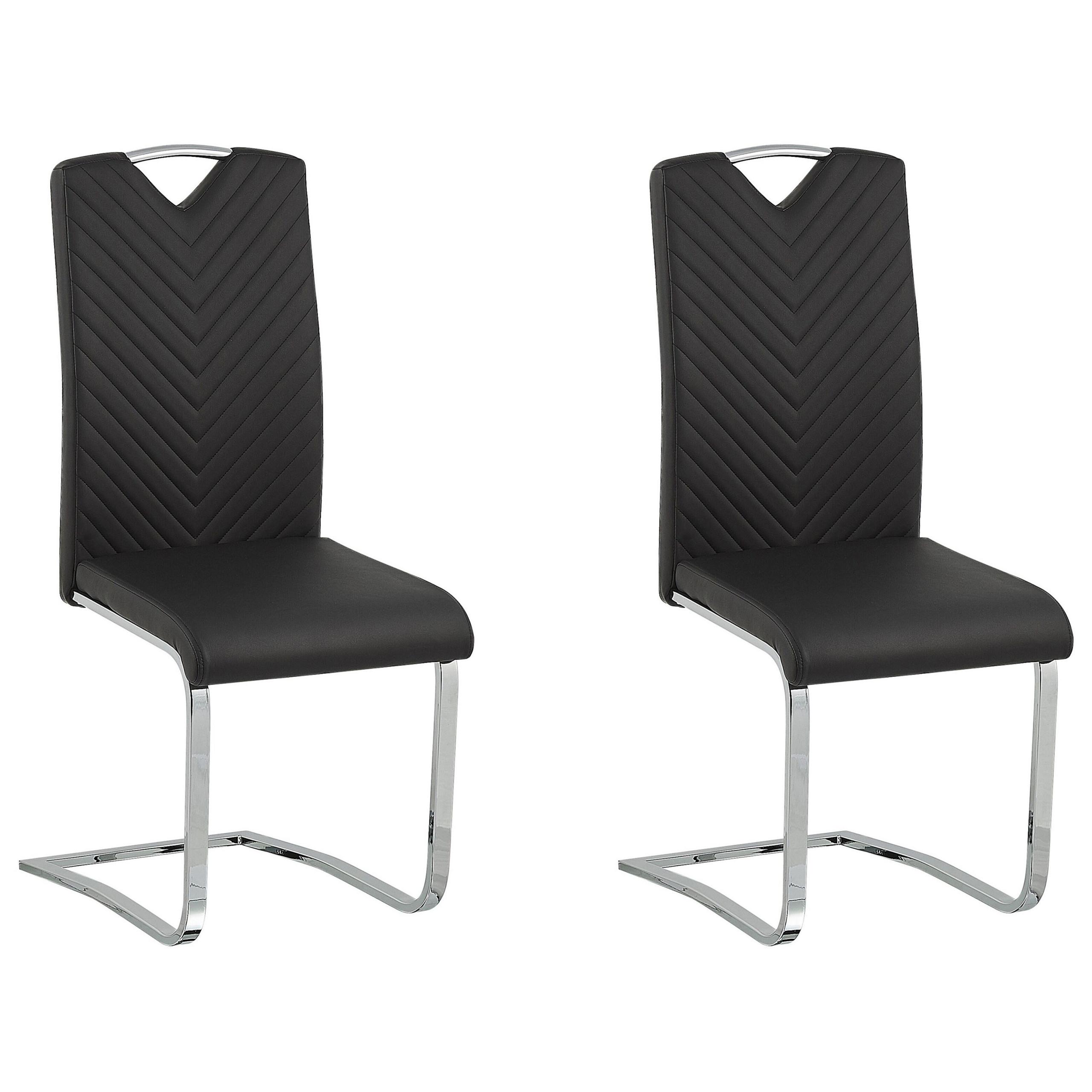 ESSZIMMERSTUHL 2er-Set Kunstleder Schwarz Picknes - Schwarz, Textil/Metall (43/105/55cm) - Beliani