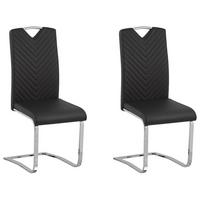 ESSZIMMERSTUHL 2er-Set Kunstleder Schwarz Picknes - Schwarz, Textil/Metall (43/105/55cm) - Beliani