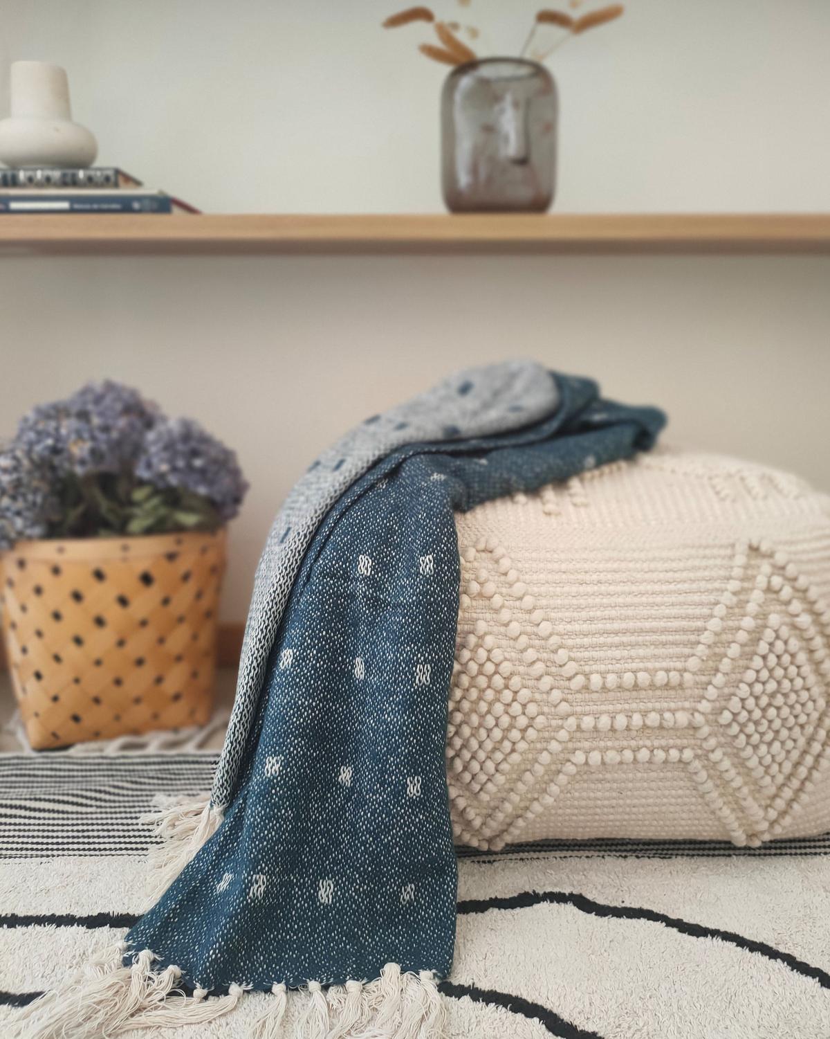 DECKE Dunkelblau Taari 130/170 cm - Dunkelblau, Naturmaterialen/Textil (130/170cm) - Beliani