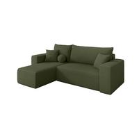 ECKSOFA mit Schlaffunktion Ottomane Links SENO-L 249x139x85 Grün Bouclé - Schwarz/Olivgrün, Holzwerkstoff/Kunststoff (249/139cm) - ALTDECOR