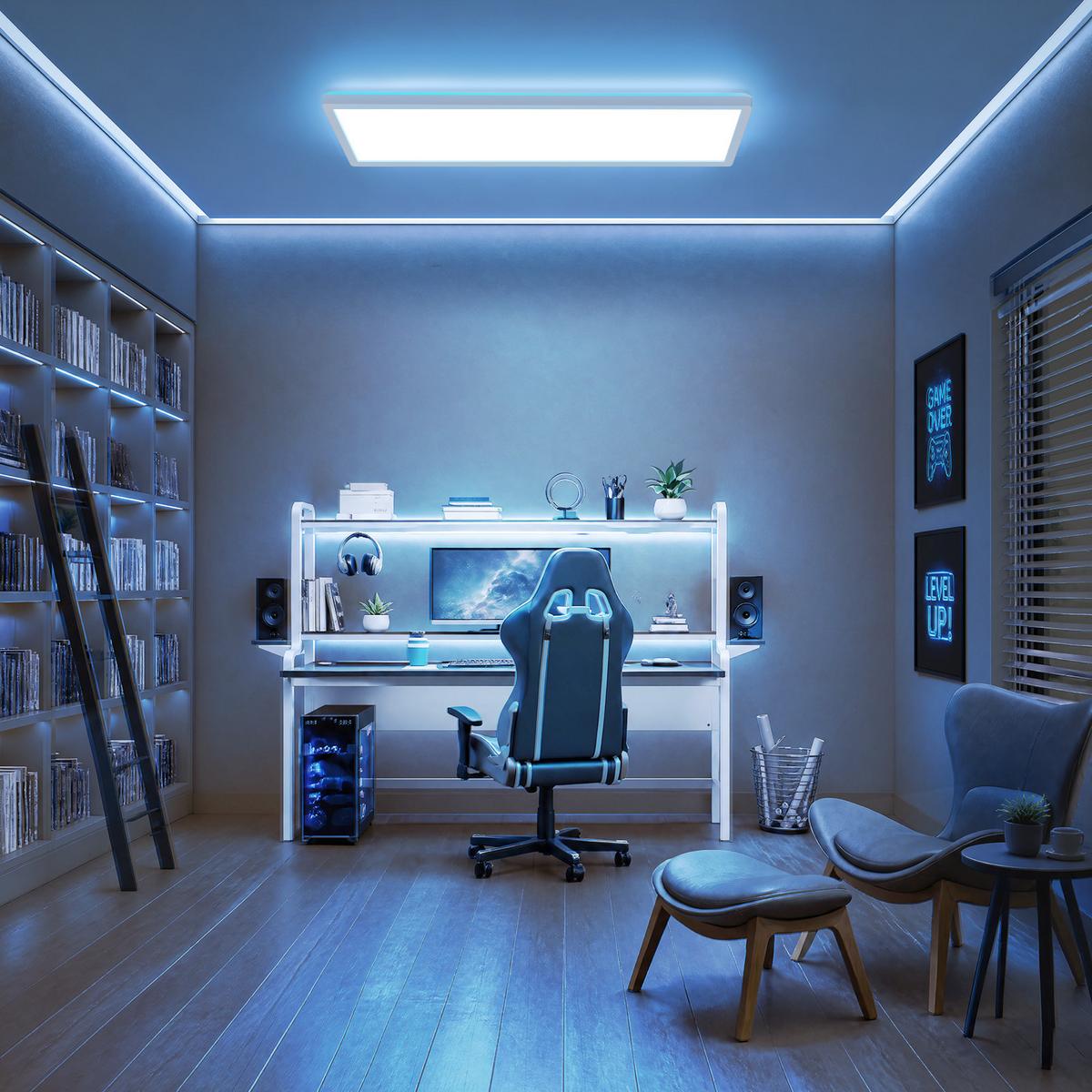 LED DECKENLEUCHTE Kryth 58/20/3 cm - Weiß, Kunststoff (58/20/3cm) - ZMH